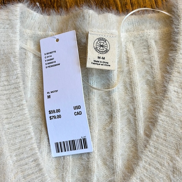 Urban Outfitters sweater Bellini cropped soft knit blue cream M NWT - Picture 5 of 12